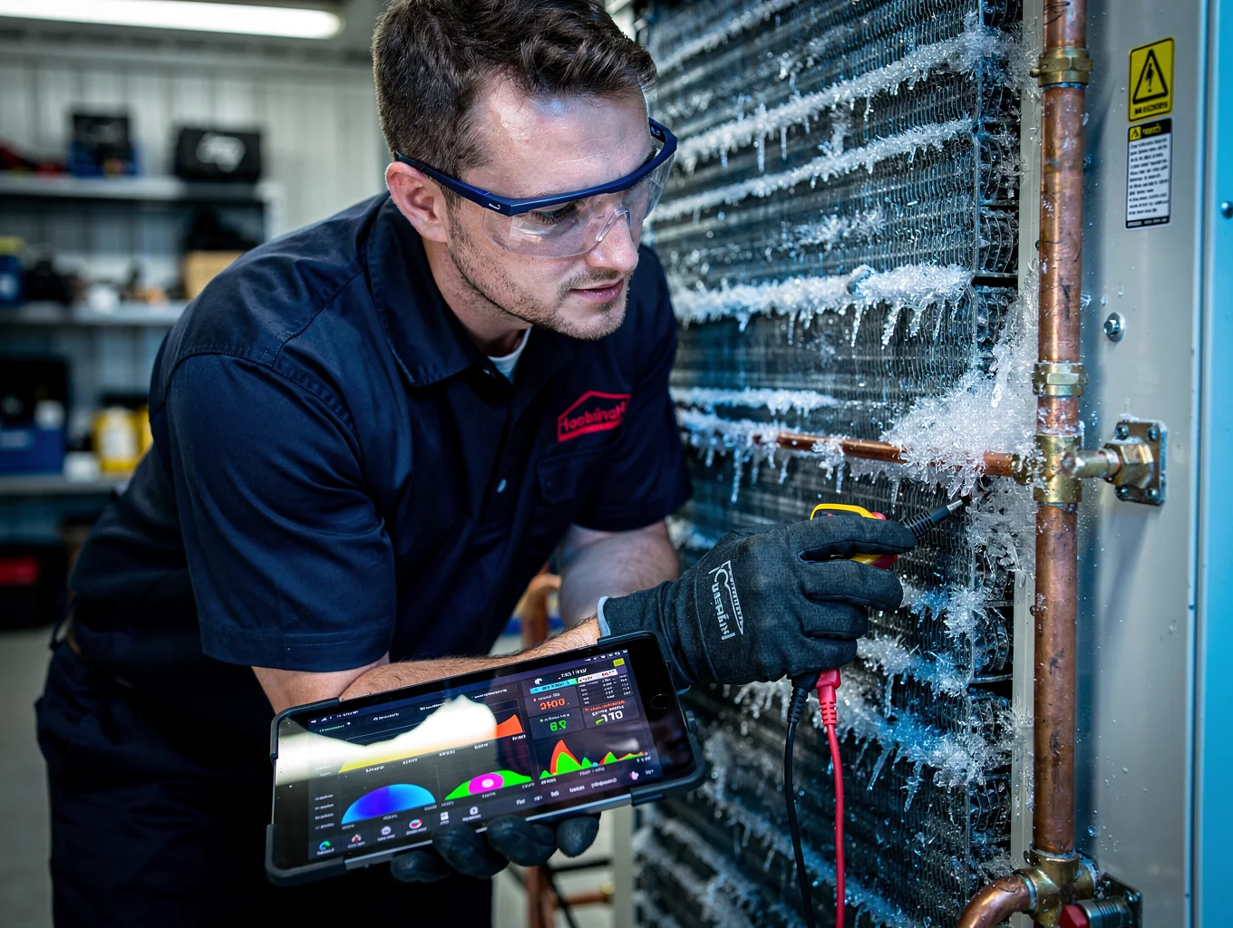 Commercial freezer refrigeration condenser unit diagnostic inspection in Gwinnett County
