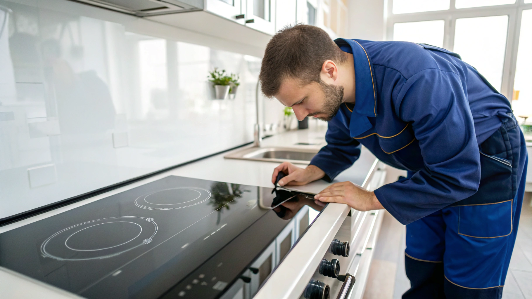Modern glass induction and gas cooktop electrical diagnostic service