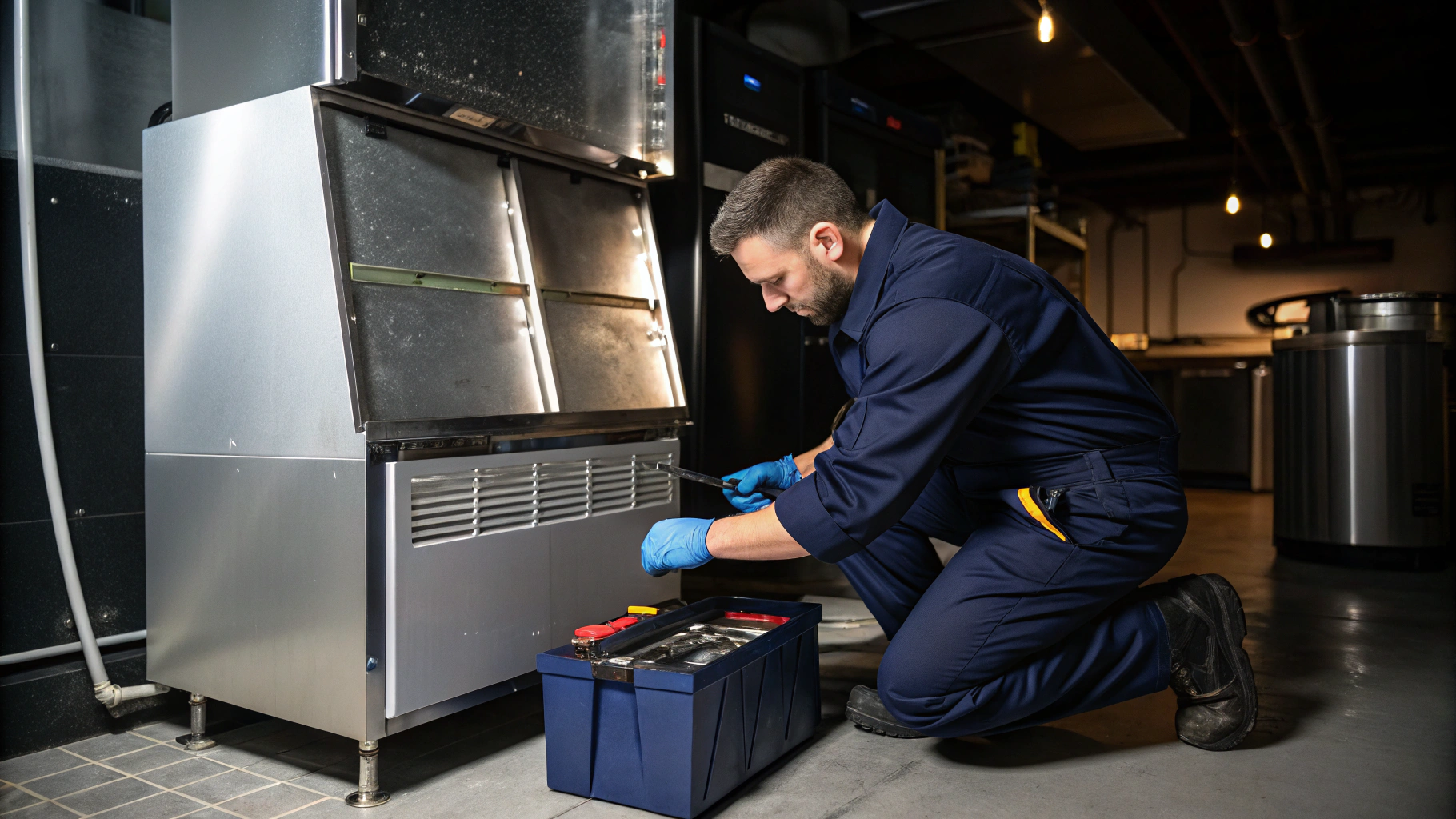 Undercounter automatic ice maker harvest motor and water line repair