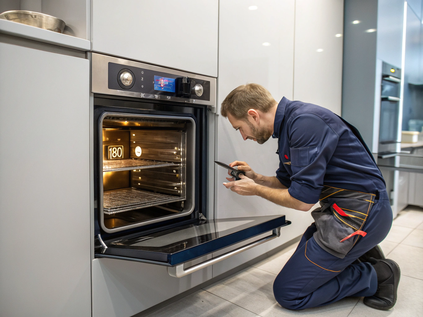 Stainless steel oven range bake element and temperature calibration